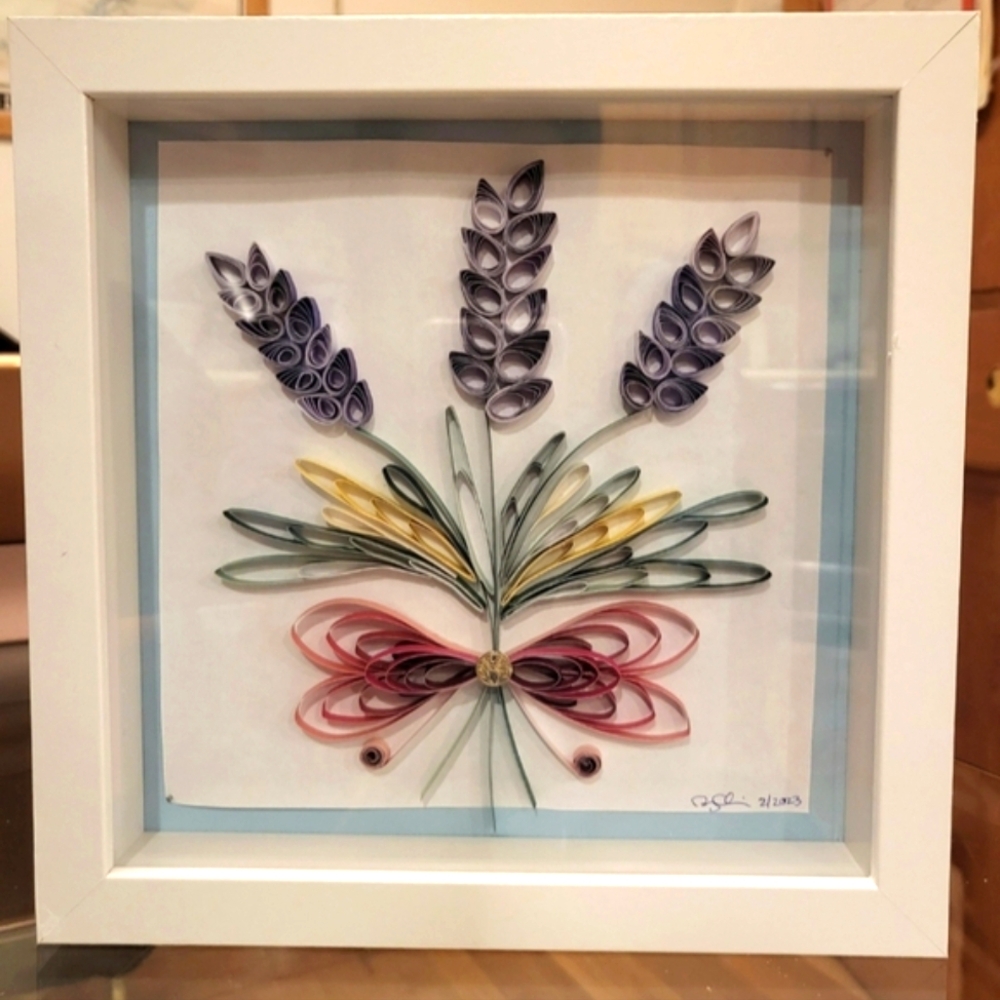 Framed Quilling Art with Multicolor Floral Design